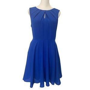 Express Fairy, Feminine, Coquette Keyhole Cut Out, Pleated Neckline Blue Dress 6